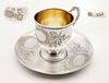 19th C. Imperial Russian 84 Silver (177.65 grams) Cup And Saucer
