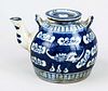 Blue and white teapot, China, Qing