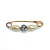 Vintage Gold Tone Rhinestone Ball and Faux Pearl Safety Pin