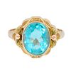 Yellow Gold and Tiffany Blue Topaz Ring