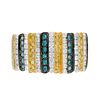 14K White Gold and Multi Colored Diamonds Wide Band Ring