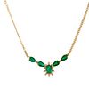 Delicate Emeralds and Diamonds 14K Yellow Gold Necklace
