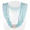 Designer KCJ 18K White Gold Diamonds and Aquamarine Necklace