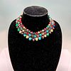 Colorful Bead and Gunmetal Scale Bib Necklace