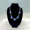 Doyle Lane Style Large Blue Ceramic and Brass Bead Necklace