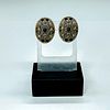 Michal Golan (Israeli) Gold and Onyx Oval Clip On Earrings