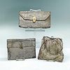 3pc Whiting and Davis Silver Metal Mesh Wallets and Wristlet