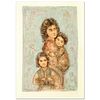 Catherine and Children Limited Edition Lithograph by Edna Hibel (1917-2014), Numbered and Hand Signed with Certificate of Authenticity.