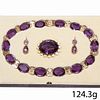 RARE ANTIQUE AMETHYST RIVIERE NECKLACE TOGETHER WITH A LARGE AMETHYST BROOCH AND A PAIR OF EARRINGS