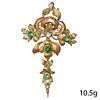 ANTIQUE FRENCH EMERALD AND DIAMOND PENDANT
