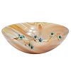 18 CT. GOLD AND AGATE BOWL WITH FLORAL ENAMEL APPLIQUE