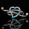 ANTIQUE VICTORIAN DIAMOND TURQUOISE AND PEARL WITCHES HEART BROOCH