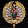 RARE AND FINE ANTIQUE DIAMOND RUBY AND ENAMEL EGYPTIAN PHARAOH BROOCH