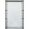 Art Deco Ebonized and Painted Mirror with Cushioned Mirror Frame