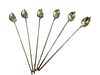 Tiffany & Co. Sterling Silver Leaf Mint Julep Sipping Straws, Set of 6.