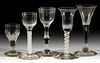 ASSORTED FREE-BLOWN GLASS WINES, LOT OF FIVE