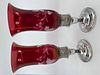 Gumps San Francisco sterling silver and ruby glass hurricanes