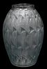 Lalique "Grignon" Frosted and Blue Stained Vase