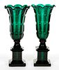 EXTREMELY RARE AND IMPORTANT NOTCH-CUT PILLAR-MOLDED AND PRESSED PAIR OF VASES