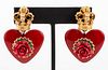 Dolce & Gabbana Crown, Heart, Floral Clip Earrings