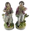 Antique Staffordshire Figural Pair - Boy with Girl