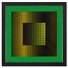 Victor Vasarely (1908-1997), "Zett - ZS de la sÃ©rie Folklore Planetaire" Framed 1971 Heliogravure Print with Letter of Authenticity