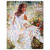 Igor Semeko, "Lady in White Dress" Hand Signed Limited Edition Giclee on Canvas with Letter of Authenticity.