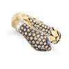 A SAPPHIRE AND DIAMOND SNAKE RING in 18ct yellow gold, the ring designed as an articulated snake,...