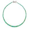 AN EMERALD BEAD AND DIAMOND NECKLACE comprising a row of graduated faceted emerald beads, the cla...
