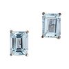 A PAIR OF AQUAMARINE STUD EARRINGS in 18ct white gold, each set with an octagonal step cut aquama...