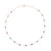 A TANZANITE AND PINK TOURMALINE CHAIN NECKLACE in 18ct yellow gold, the trace chain set with poli...