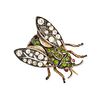 A PASTE FLY BROOCH in yellow gold and silver, designed as a fly set with colourless paste and gre...