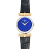 BAUME & MERCIER, A VINTAGE LAPIS LAZULI AND DIAMOND WRISTWATCH, 1980'S in 18ct yellow gold, the b...