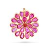 A RUBY CLUSTER PENDANT in 18ct yellow gold, set with pear and round rubies all totalling 4.30 car...