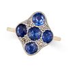 NO RESERVE - AN ART DECO SAPPHIRE AND DIAMOND DRESS RING in yellow and white gold, set with five ...