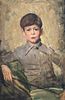 PORTRAIT OF A YOUNG BOY SEATED OIL PAINTING