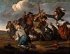 THE BATTLE OF THE  PEASANTS FIGHTING OIL PAINTING 