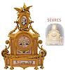 19th C. Pink Hand Painted Sevres Clock