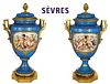 Pair Of 19th Century Hand Painted Sevres Vases