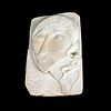 Carved Marble Abstract Woman's Face Sculpture