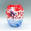 Murano Art Glass Red, White, and Blue Vase