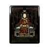 Chinese Reverse Painting on Glass, Empress Seated on Throne