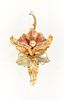 18K Tri-Color Figural Orchid Brooch