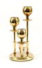 Mid Century Modern Gold Tone Triple Stem Table Lamp 