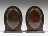 Roycroft Hammered Copper Oval Bookends c1920s