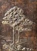 Hans Jauchen - San Francisco Hammered Copper Repousse Monterey Cypress Plaque c1912