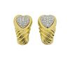 David Yurman 18k Gold Diamond Heart Earrings