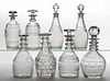 ASSORTED ENGLISH / ANGLO-IRISH CUT GLASS DECANTERS, LOT OF EIGHT