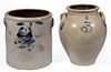 NORTHEASTERN DECORATED STONEWARE JARS, LOT OF TWO