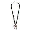 NO RESERVE - Navajo - Turquoise and Silver Beaded Necklace with Naja Pendant c. 1950-60s, 26" length (J15699)